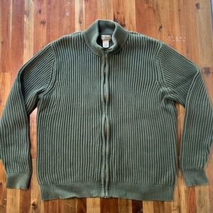 LL Bean Zip front sweater, forest green XL